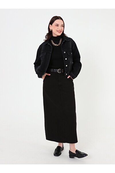 Benin Classic Pocket Detailed Denim Skirt - Black -