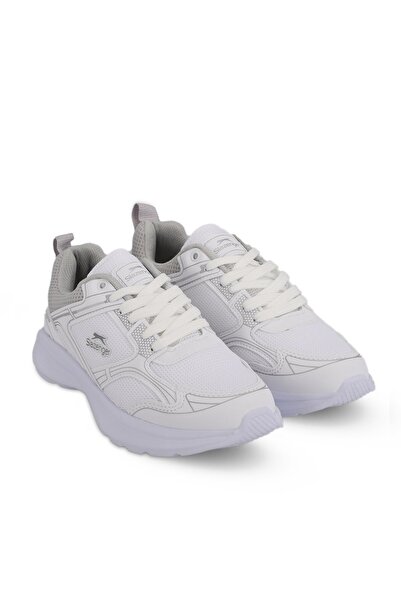 Slazenger Comfortable Lace-Up Casual Sports Shoes White Silver Sneaker