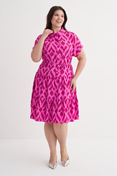 MYLİNE Patterned shirt dress with belted waist