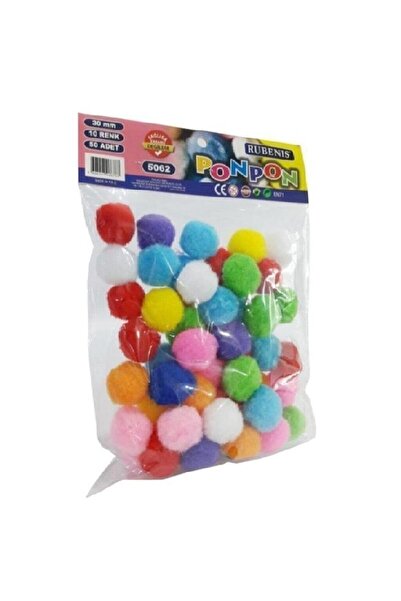 Rubenis Pom Poms 10 Colors 30 mm Mixed Pack of 50