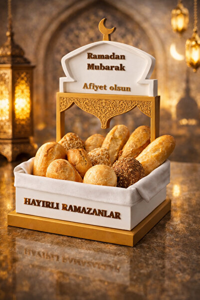 MİR STORE Ramazan Temalı Dekoratif Ekmeklik | Hayırlı Ramazanlar Yazılı Gold ...