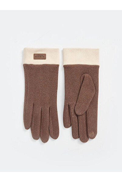 LC Waikiki Lcw Accessories Beige Polar Plain Women's Gloves with Nevavm Diffe...