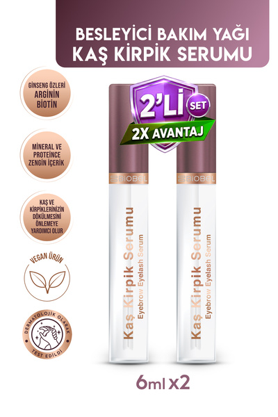 BioBellinda Kaş Kirpik Serumu 6 Ml | Besleyici Bakım Yağı 6 ml (2'Lİ SET)