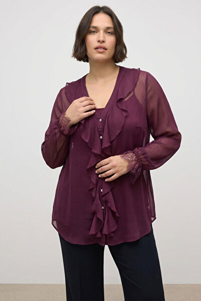 MYLİNE Блуза с дантелена украса и бухнали ръкави