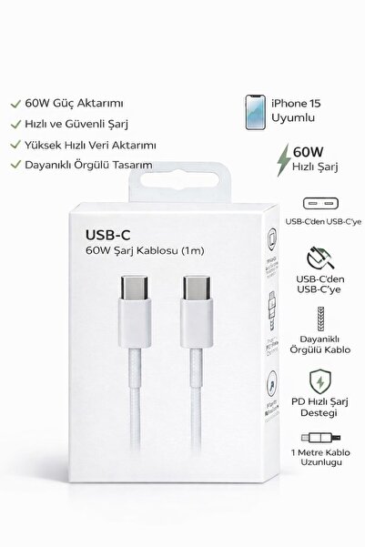 OEM ⚡️ ŞARJ CANAVARI! 60W USB-C → USB-C HIZLI ŞARJ KABLOSU | iPhone 15 & Andr...