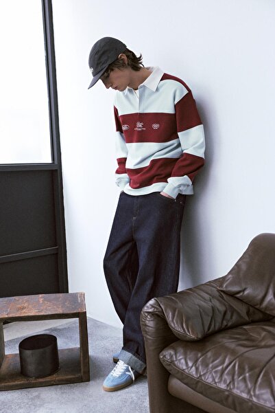 Pull & Bear Çizgili uzun kollu polo