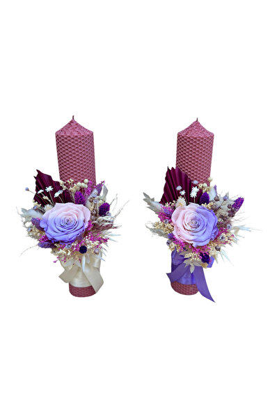 Eventissimi Lumânare cununie/botez – 30 cm, ceară naturală tip fagure, decor:...