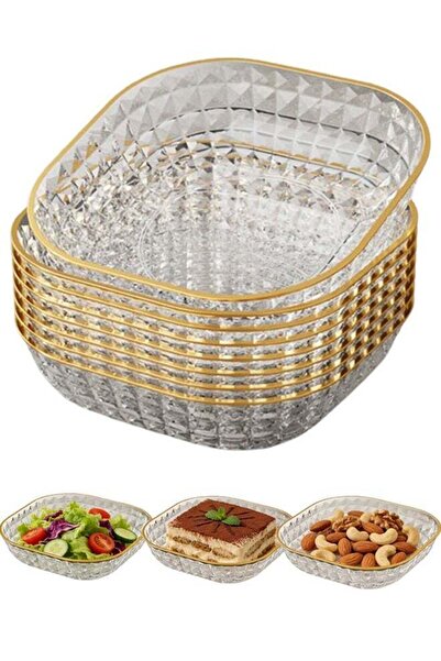 Generic Dinner Plates Set,Plastic Dish,Clear Plastic Bowls, 8 Pack Serving Bowl