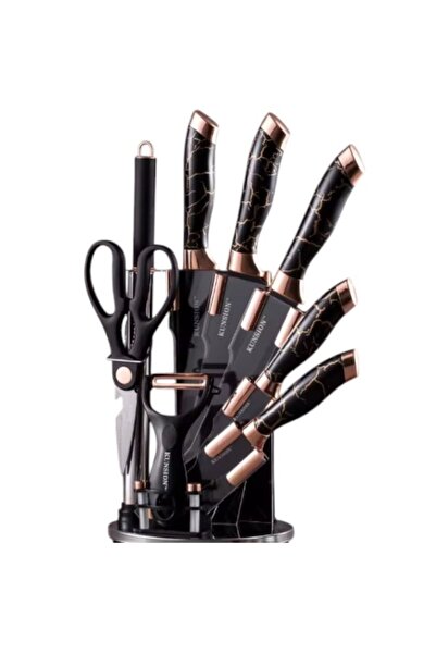 WDA Kitchen Knife Set, 9Pcs Stainless Steel Non Stick Knife Block Set, Sharp ...