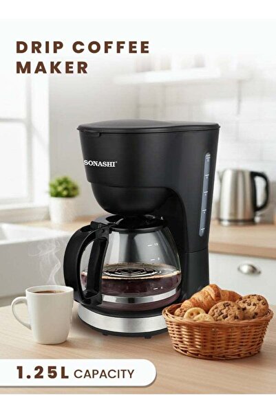 sonashi ماكينة تحضير القهوة بالتنقيط سعة 1.25 لتر - مع إبريق زجاجي