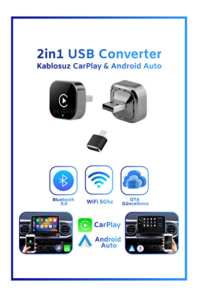 Bagajon Harvox Yeni Nesil USB 2in1 Converter Kablosuz Carplay İphone ve Andro...