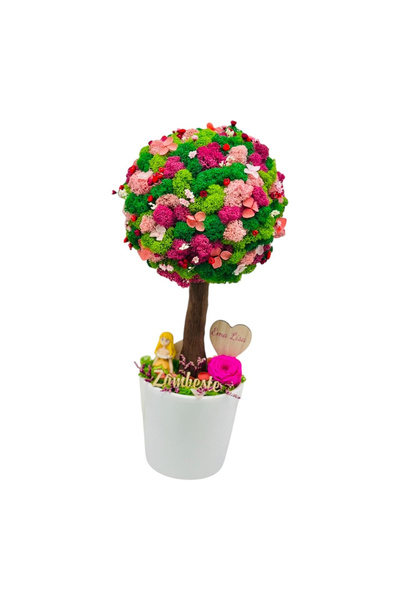 Eventissimi Aranjament floral mediu 38 cm tip copacel cu licheni si flori cri...