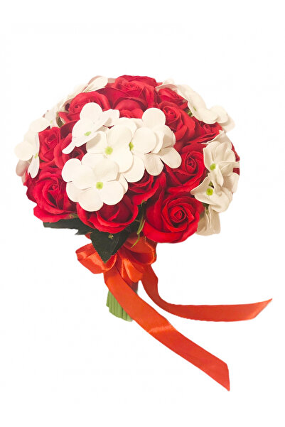 Eventissimi Buchet de Flori - 29 Trandafiri si 4 hortensii, Rosu/Alb