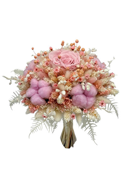 Eventissimi Buchet criogenat roz pudra bumbac și mix plante uscate