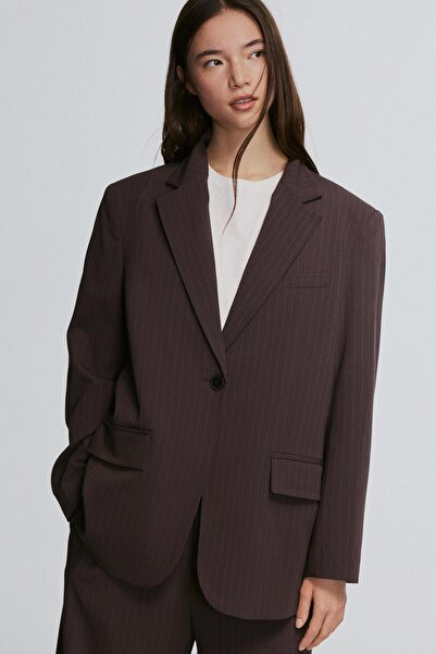 Bershka Kruvaze çizgili blazer