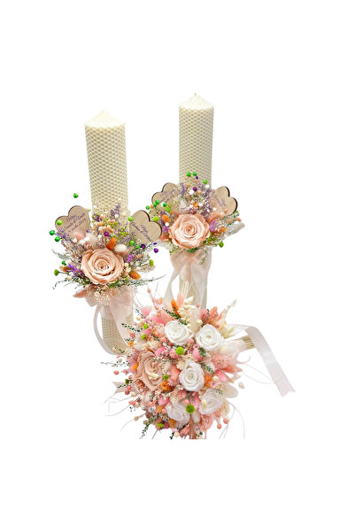 Eventissimi Wedding/christening candle – 5 cm, natural honeycomb wax, decorat...