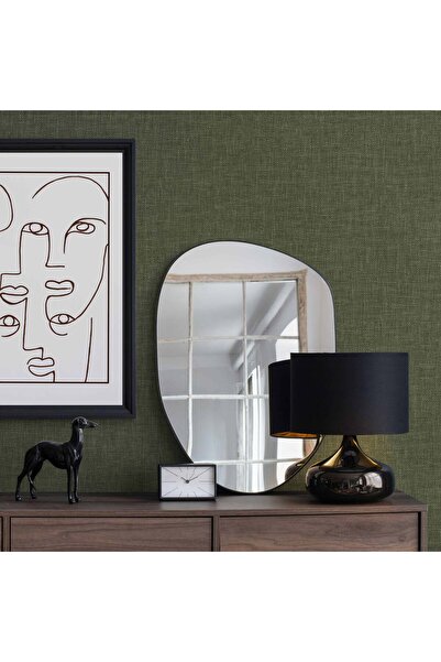Adawall MUSE Koleksiyonu 25104-10 Yeşil Keten Efektli Modern Duvar Kağıdı