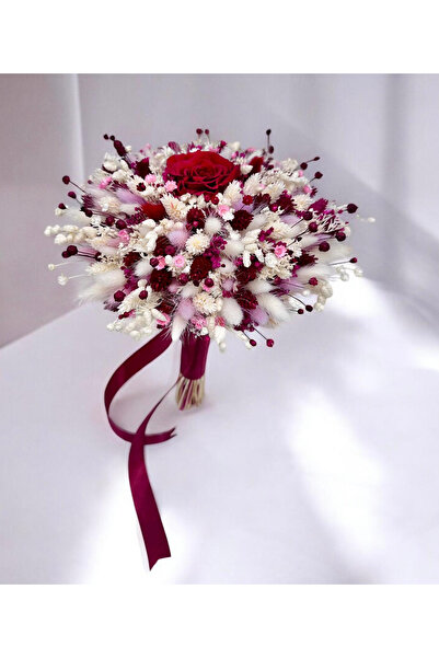 Eventissimi Dried flower bouquet and cryogenic rose garnet for wedding bride ...
