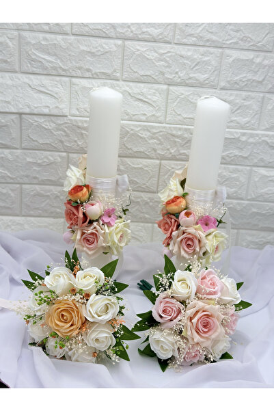 Eventissimi Λαμπάδα γάμου/βάπτισης – 40 cm, φυσικό κερί, διακόσμηση: διακοσμη...