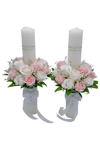 Eventissimi Λαμπάδα γάμου/βάπτισης – 40 cm, φυσικό κερί, διακόσμηση: λουλούδι...