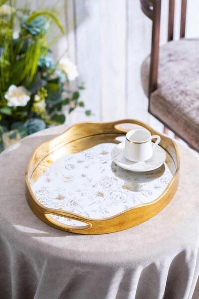 ACAR ROSA AYNALI OVAL KÜÇÜK TEPSİ 37x30CM