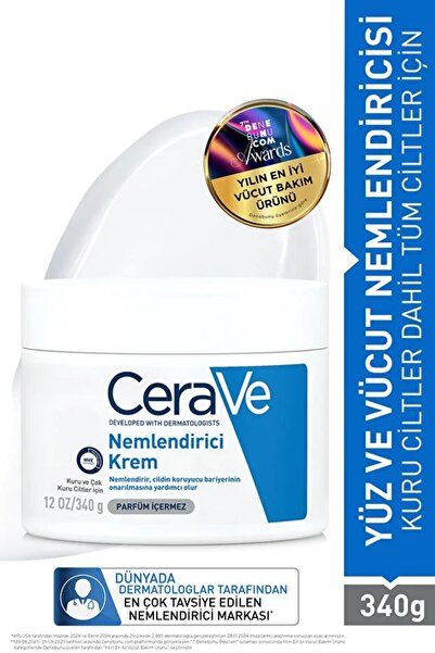 cera 340gr Moisturizing Face and Body Cream Containing Ceramide and Hyaluroni...