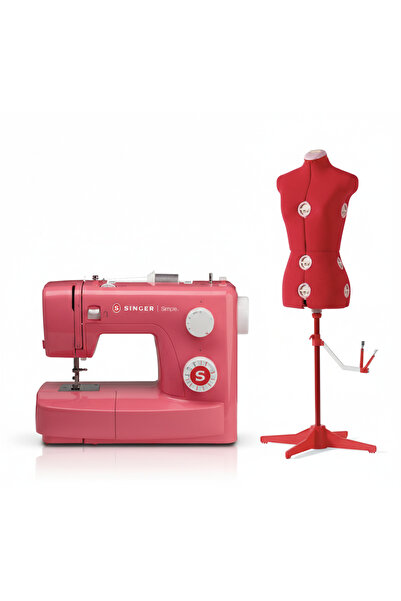 SİNGER Model 150 Profesyonel Dikiş Prova Mankeni ve Simple 3223R Kırmızı Diki...