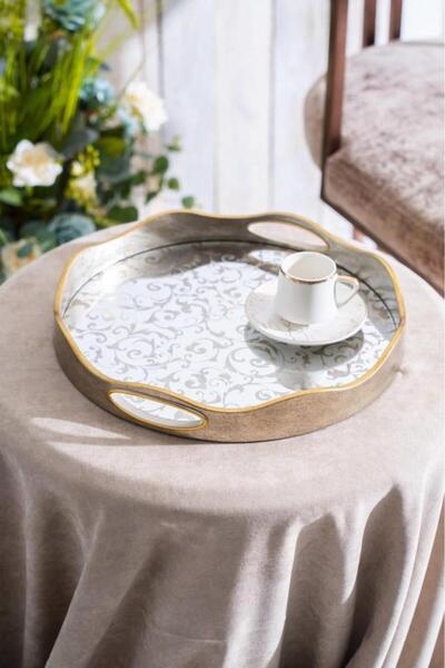 ACAR MİRA AYNALI YUVARLAK BÜYÜK TEPSİ 40CM