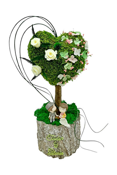 Eventissimi Pomisor inimă muschi, licheni, miniroze și flori criogenate