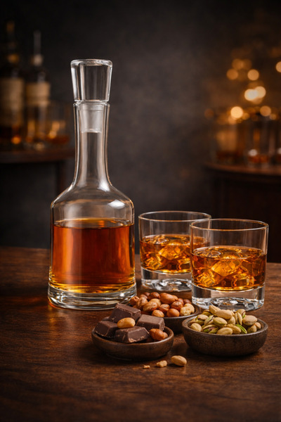 MADAME LUDA Paşabahçe Nude Whiskey Glass-Carafe Jug Set. (2 Cups+1 Carafer Bo...