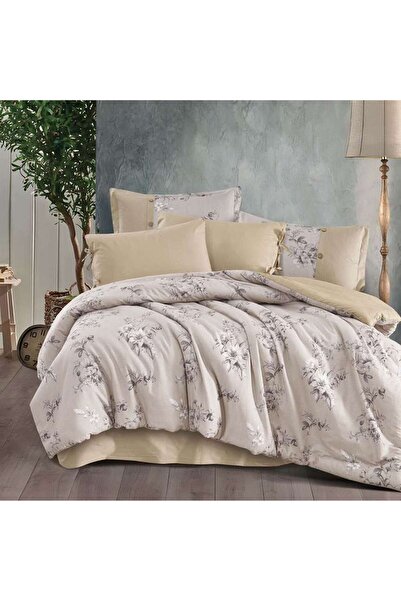 Alhabib bedding Single summer bedspread, beige and gray cotton with floral pa...