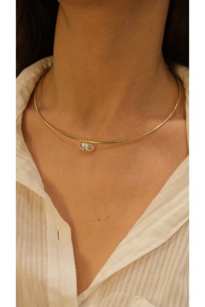 Jerie Gold Markiz Kesim Choker Kolye