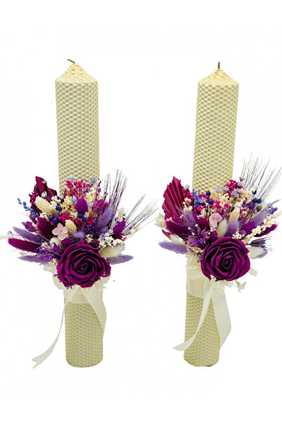 Eventissimi Set of colored candles for wedding, baptism, with soap rose and d...