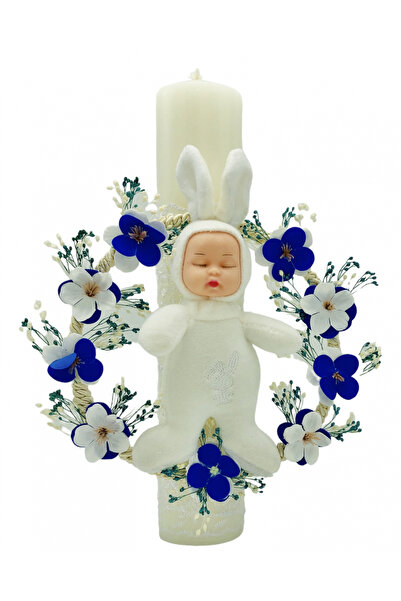 Eventissimi Wedding/christening candle – 30 cm, natural wax, decoration: drie...