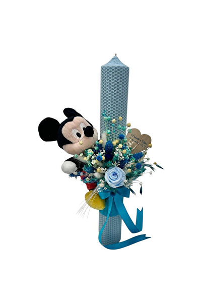 Eventissimi Lumanare fagure botez baiat 40 cm cu trandafir criogenat si figur...