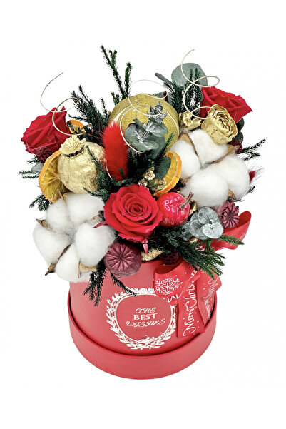 Eventissimi Χριστουγεννιάτικη σύνθεση με κρυογενικά τριαντάφυλλα, αποξηραμένα...