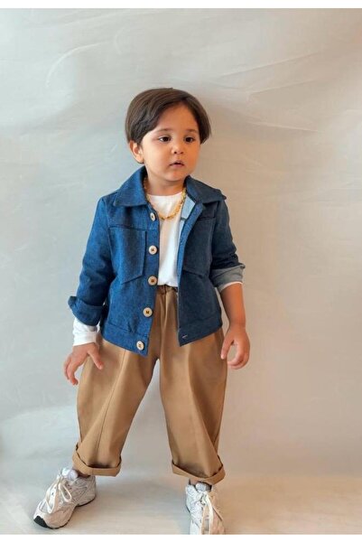 bohemiankids baby wear Brown Trousers Jeans Jacket Set