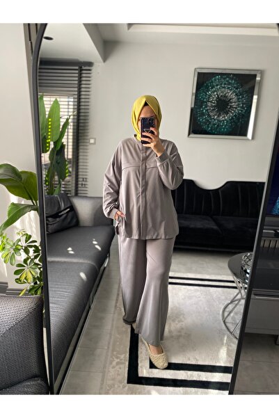 My Magazin Women's Hijab Front Buttoned Double Set