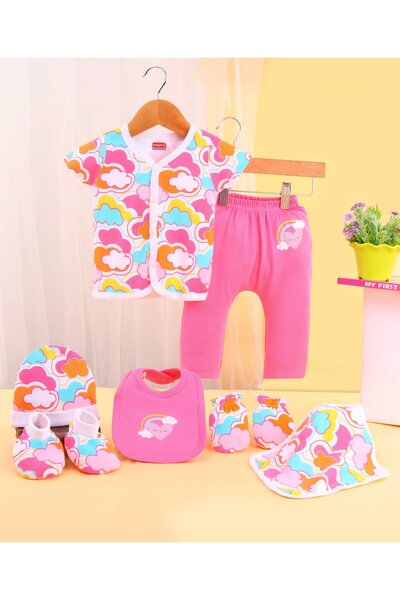 Babyhug طقم هدايا للأطفال مصنوع من القطن الخالص بنسبة 100% بنقشة غيوم - متعدد...