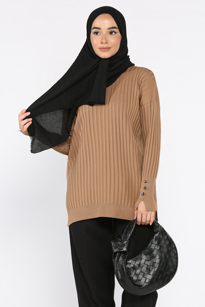 azragül giyim Women's Crew Neck Hijab Knitwear Tunic