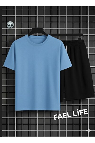 FAEL LİFE Girls'/Boys' Printless T-Shirt and Shorts Wide Cut Set