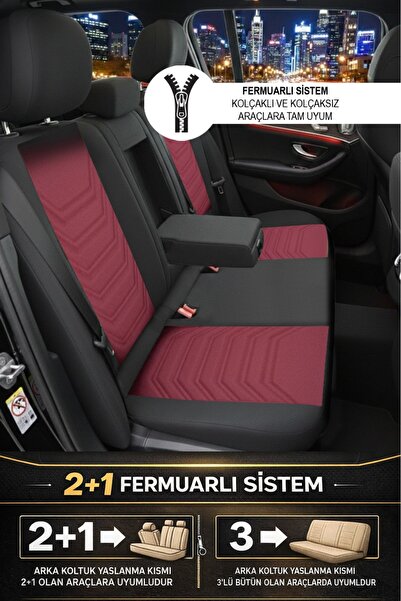GM-DESIGN Titanyum Serisi Lüks Keten Üniversal Oto Koltuk Kılıfı - 5 Koltuk Tam Set