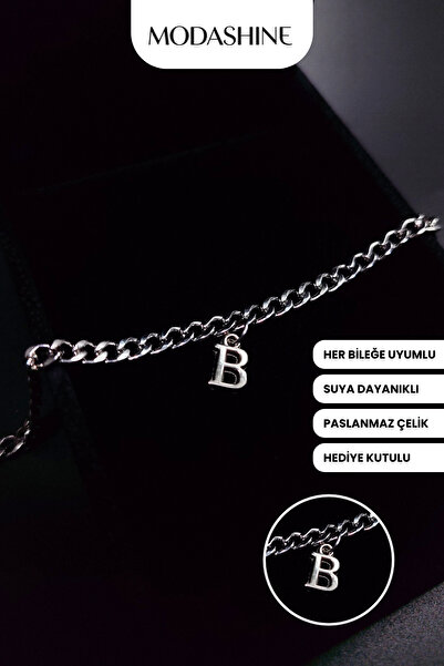 ModaShineShop B Harfli Paslanmaz Çelik Bileklik – Sevgiliye, Anneye ve Eşe Öz...