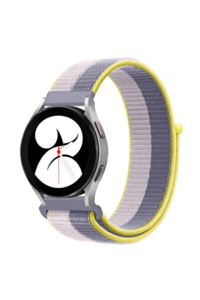 OZBAY TICARET Ozb Samsung Galaxy Watch 4 Woven Hook and Loop Strap - Gray-Whi...