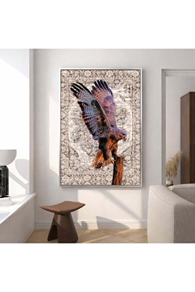 Marktna A canvas painting with a Najdi art design and a hollow wooden frame.