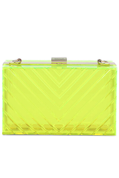 london Rag Women Yellow Transparent Chevron Pattern Clear Clutch Bags