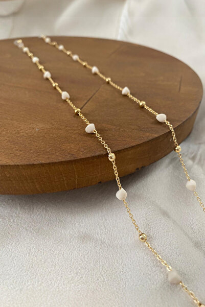 SAVETTE Gold Color Glasses Chain with Beige Stones, Special Design Gift Acces...