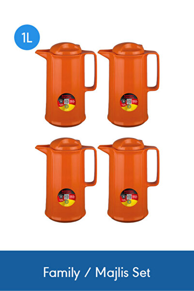 ROTPUNKT ترمس فاخر سعة 1 لتر، طقم من 4 قطع، لون برتقالي - يحافظ على المشروبات...