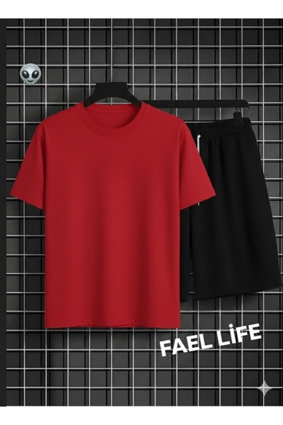 FAEL LİFE Girls'/Boys' Printless T-Shirt and Shorts Wide Cut Set