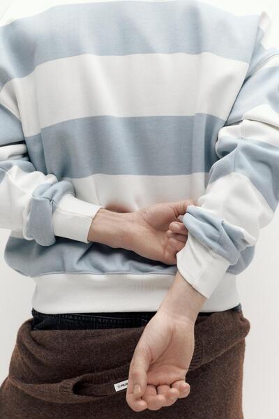 Pull & Bear Bisiklet yaka çizgili sweatshirt